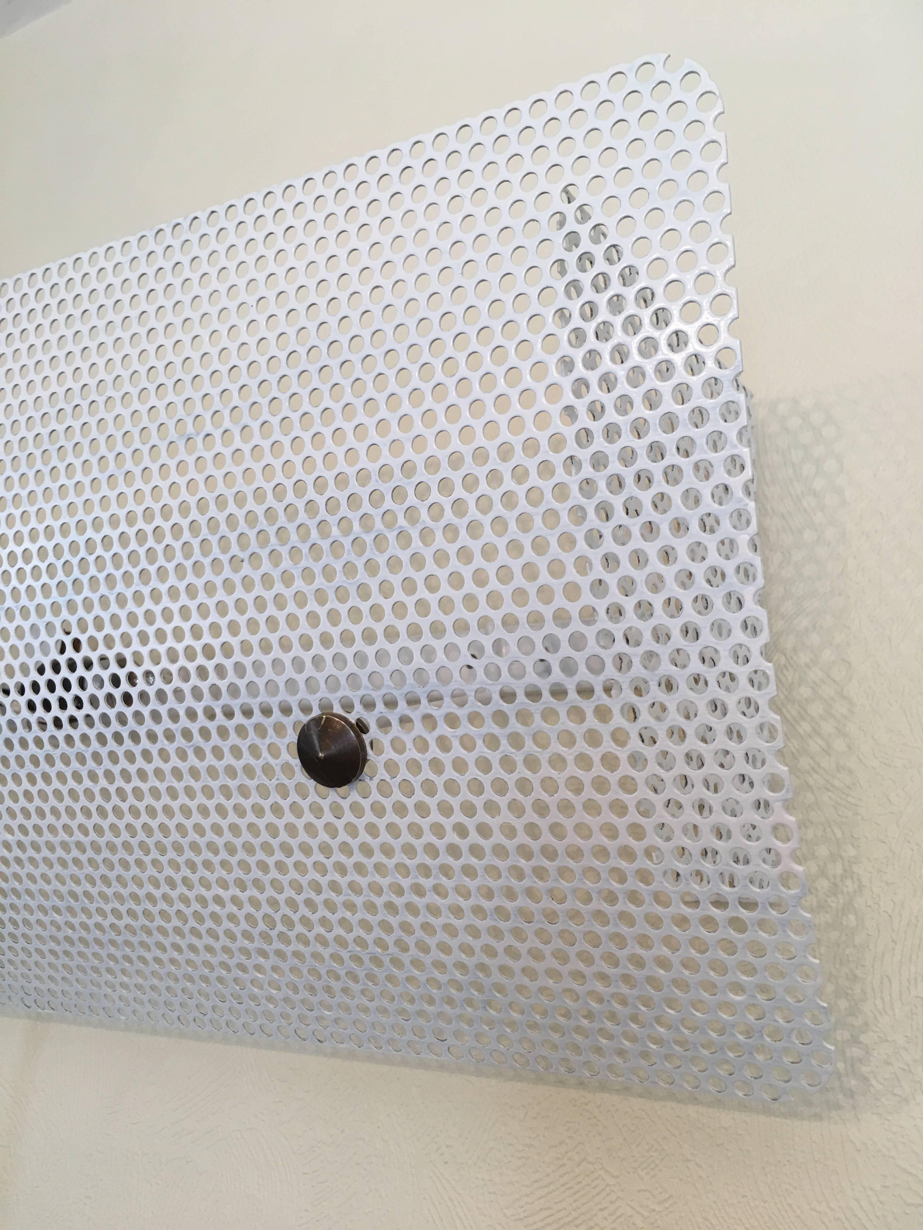 Pierre Guariche G320 Large White Perforated Metal Wall Lamp, 1952, France For Sale 1