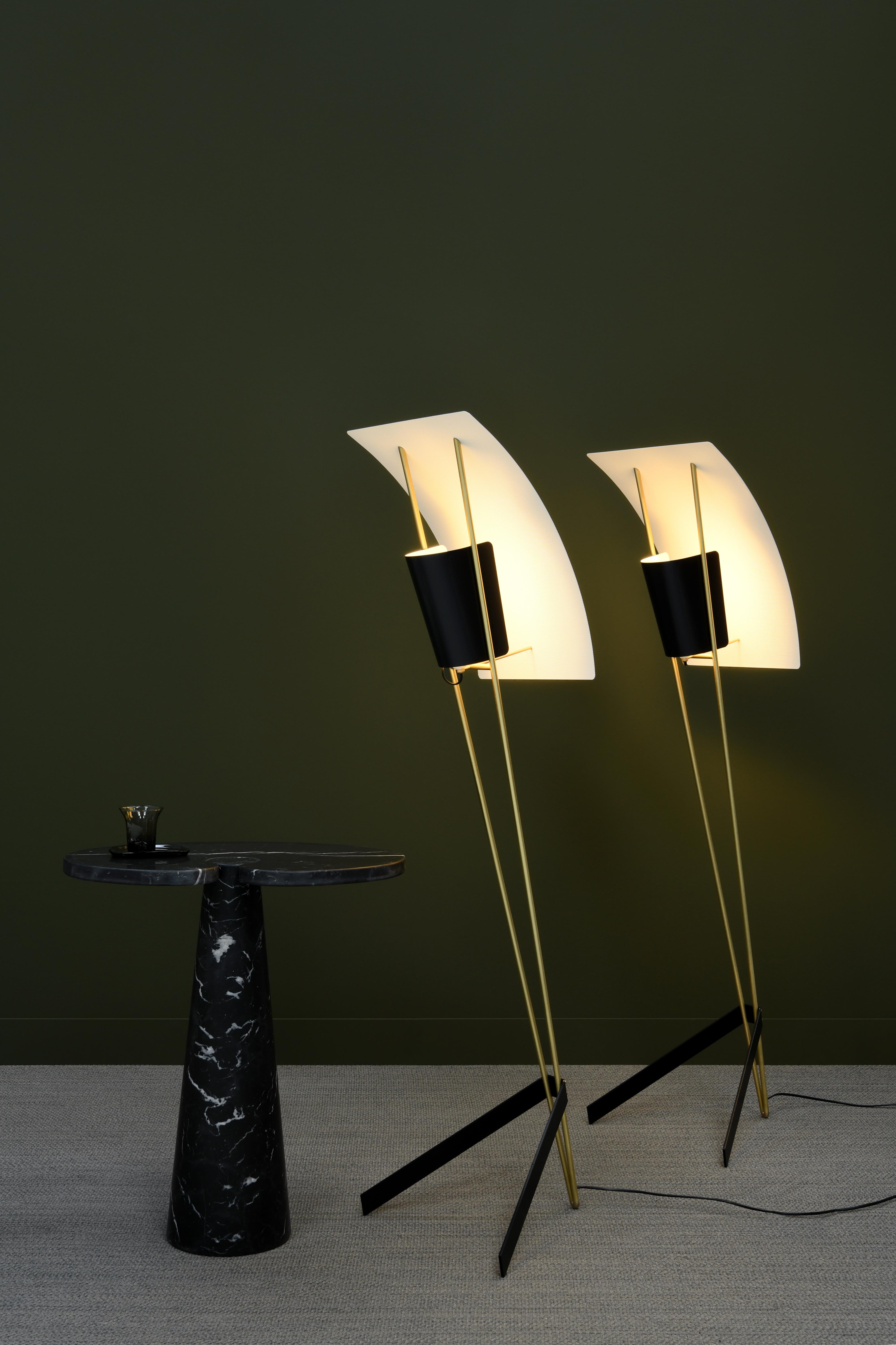 Pierre Guariche Kite Floor Lamp in Black and White for Sammode Studio For Sale 3