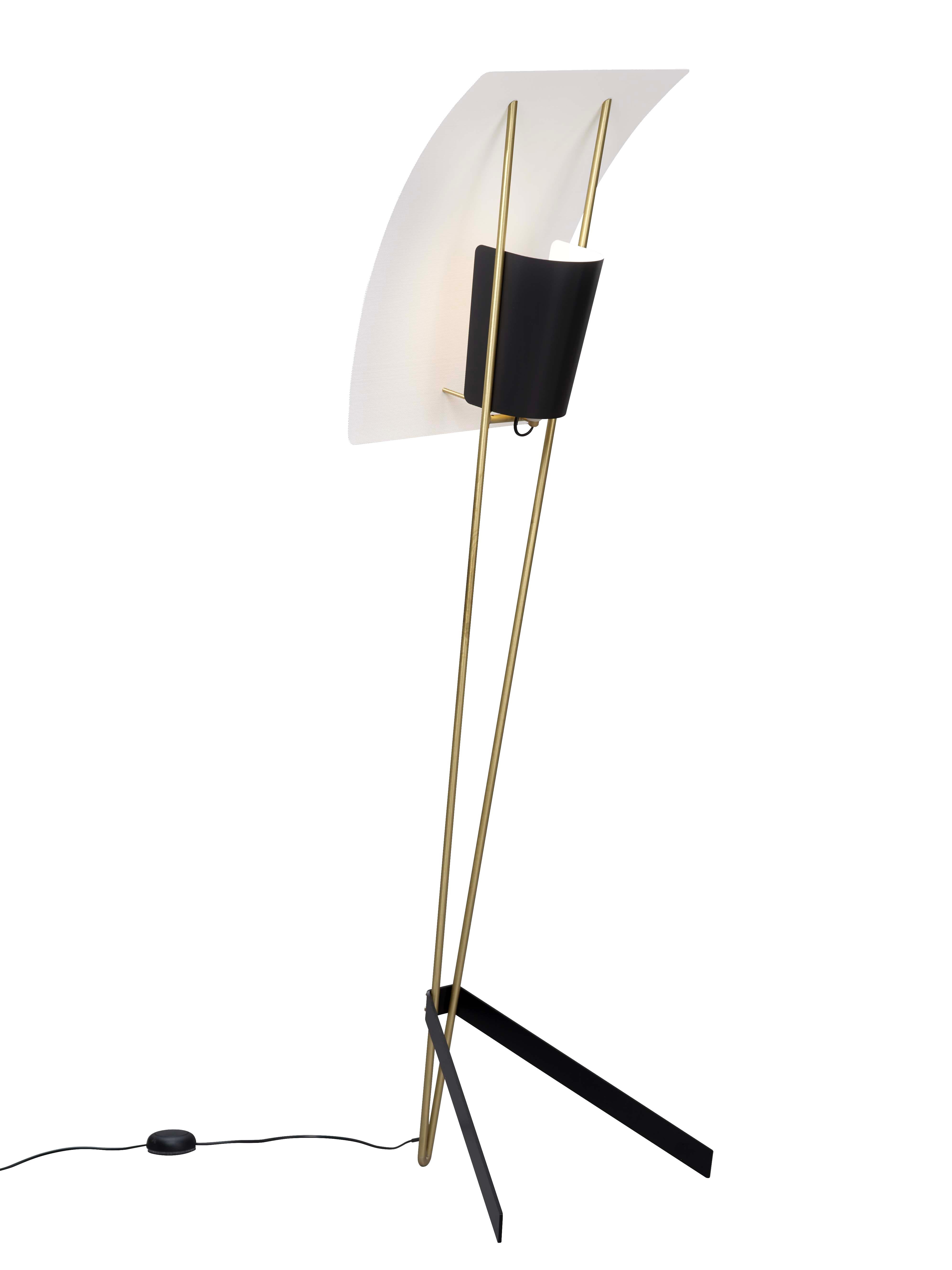 Pierre Guariche Kite Floor Lamp in Black and White for Sammode Studio In New Condition For Sale In Glendale, CA