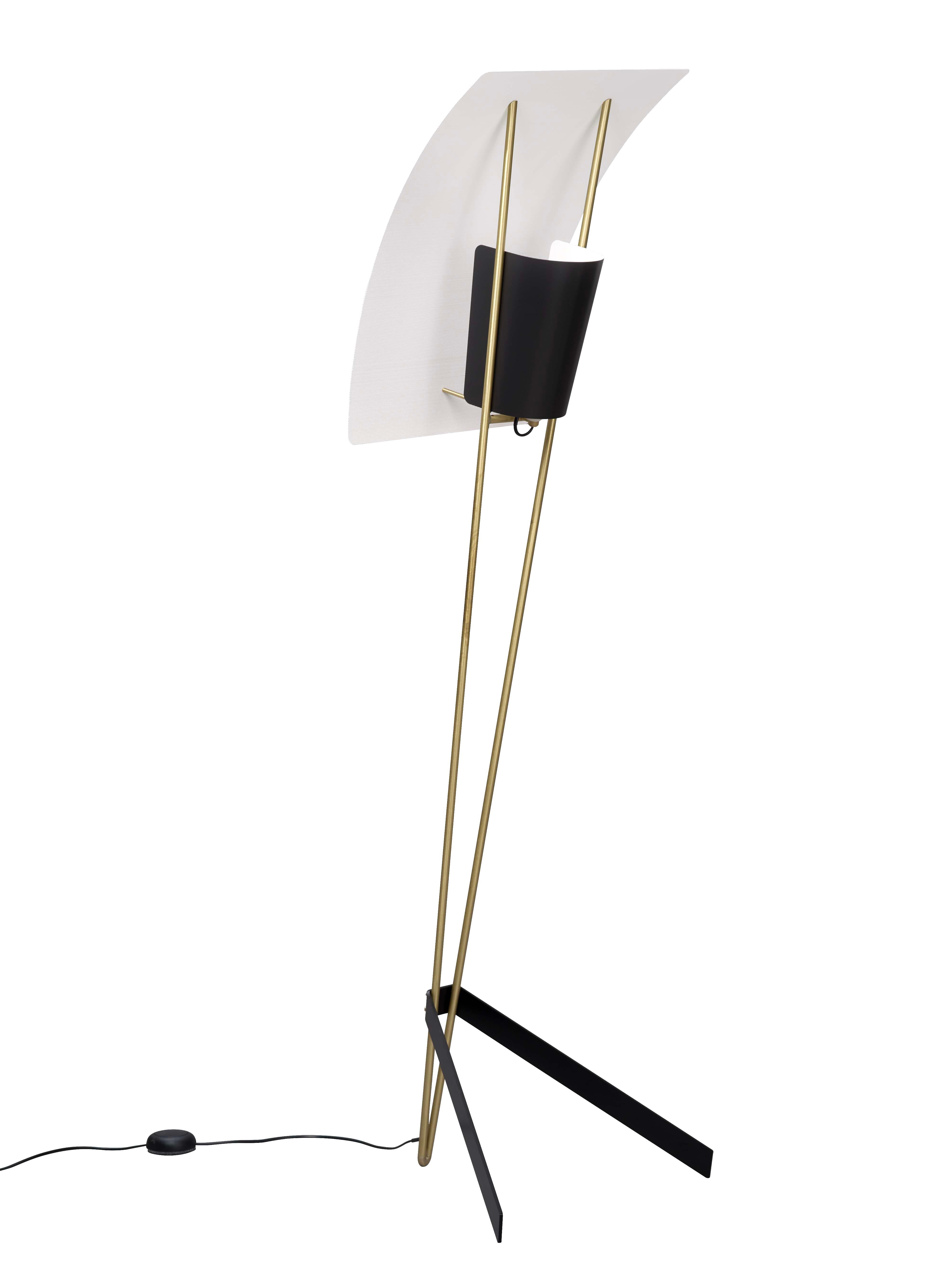 Metal Pierre Guariche Kite Floor Lamp in Black and White for Sammode Studio For Sale