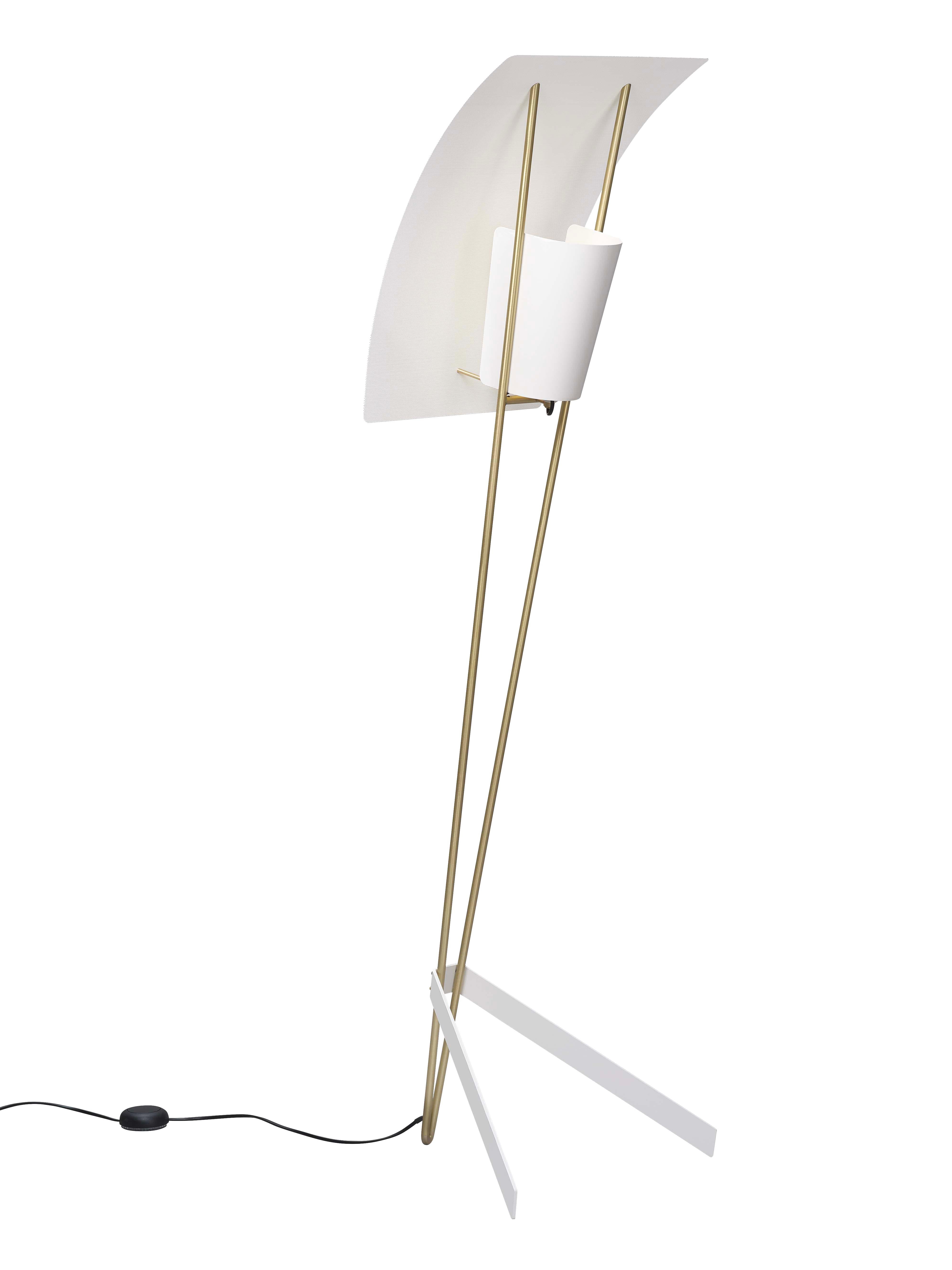 Brossé Lampadaire blanc Kite de Pierre Guariche pour Sammode Studio en vente