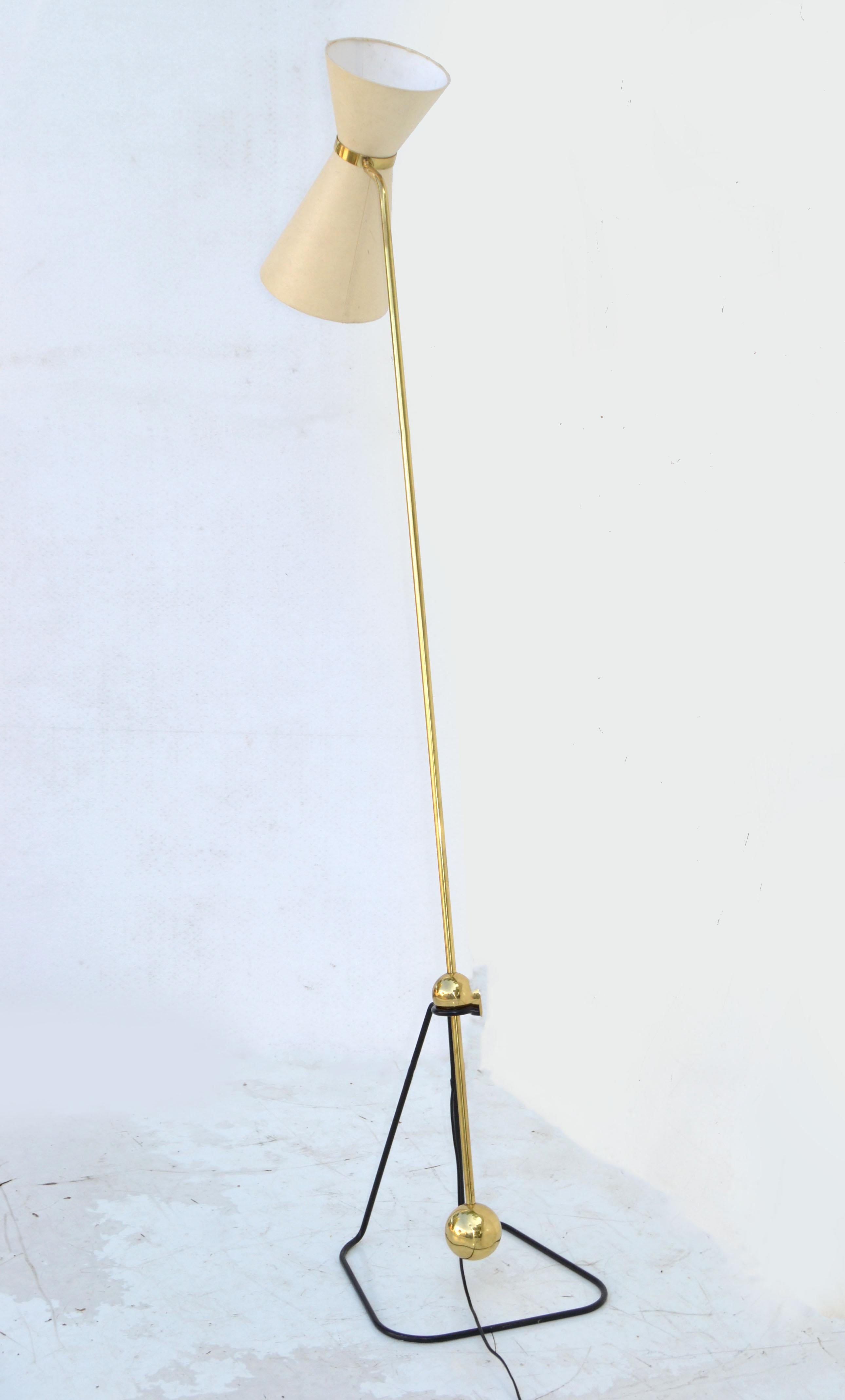 Mid-Century Modern Pierre Guariche Model G2 Equilibrium Floor Lamp by Mathieu Diderot, Paris 1950 For Sale