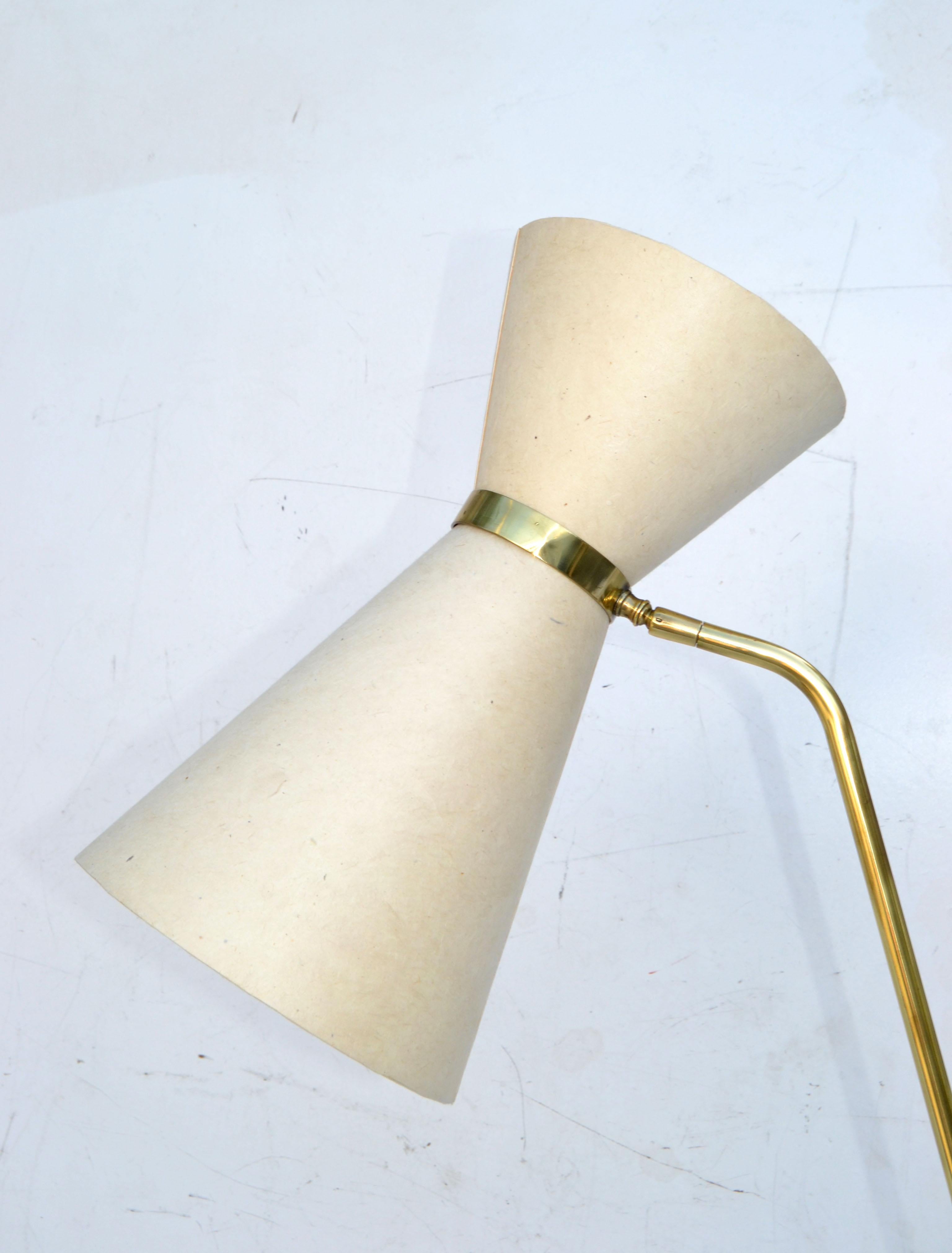 Hand-Crafted Pierre Guariche Model G2 Equilibrium Floor Lamp by Mathieu Diderot, Paris 1950 For Sale