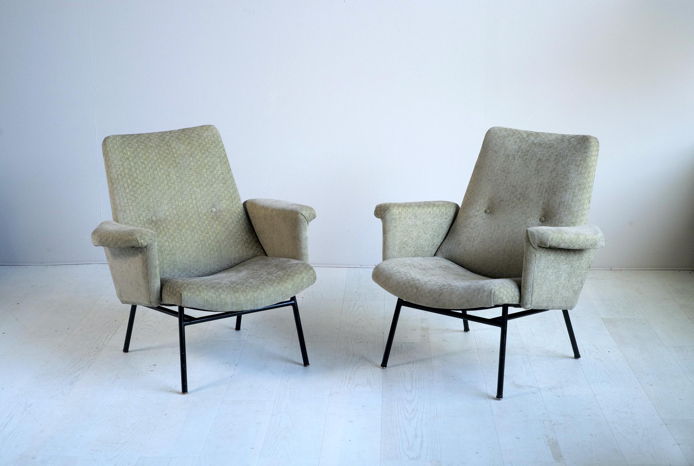 Mid-Century Modern Pierre Guariche, Pair of Armchairs SK 660, Steiner Edition 1953