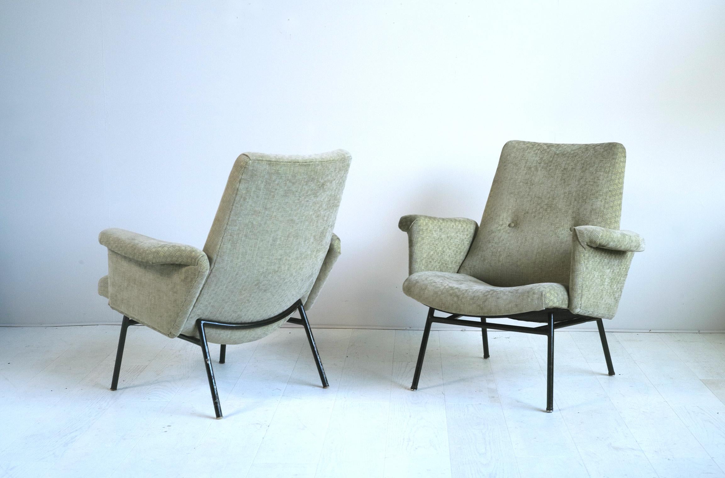 French Pierre Guariche, Pair of Armchairs SK 660, Steiner Edition 1953