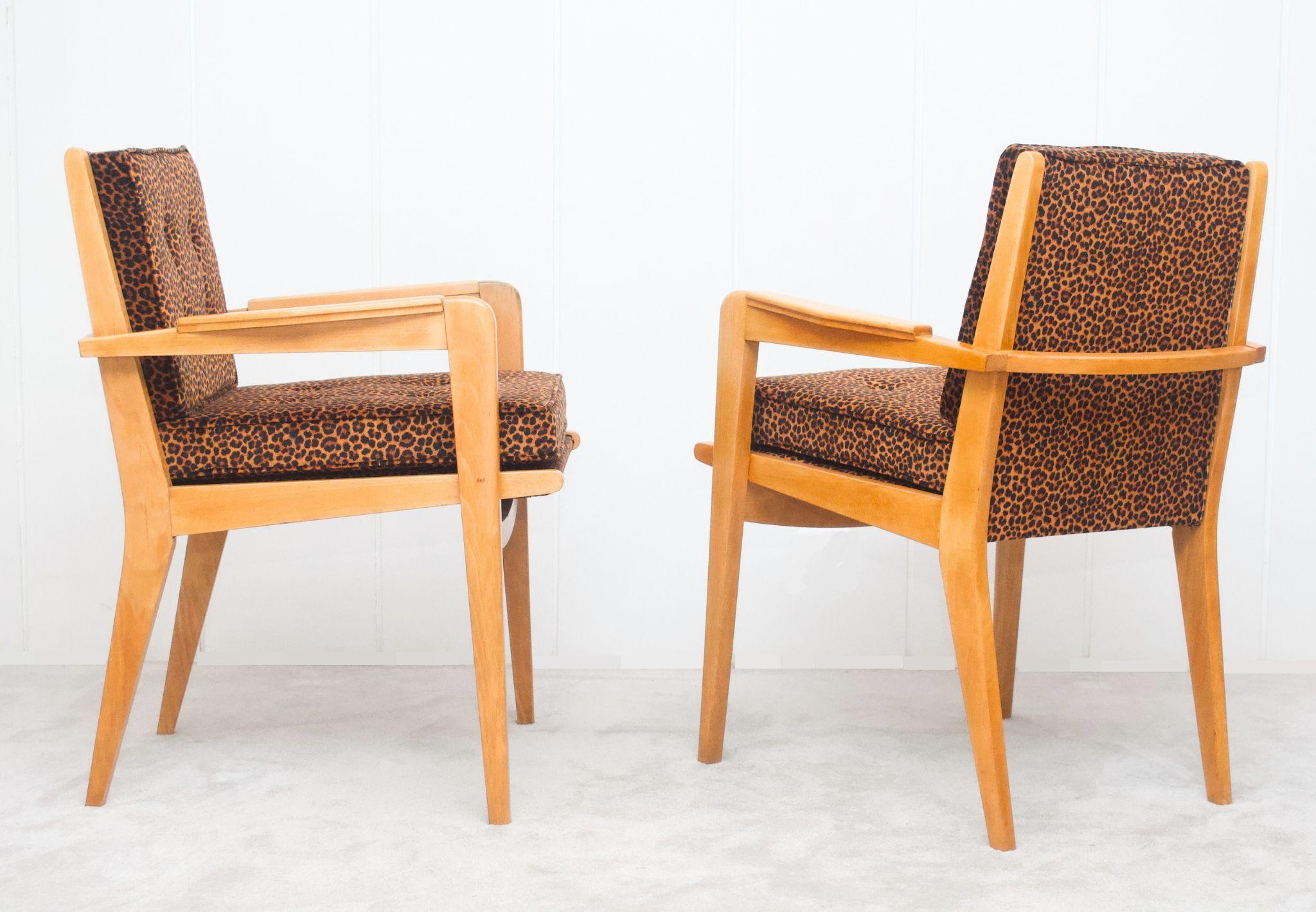 Pierre Guariche - Poltrone in Oak Light, modello FS104 - Francia, 1950 In condizioni buone in vendita a Saint-Ouen, FR