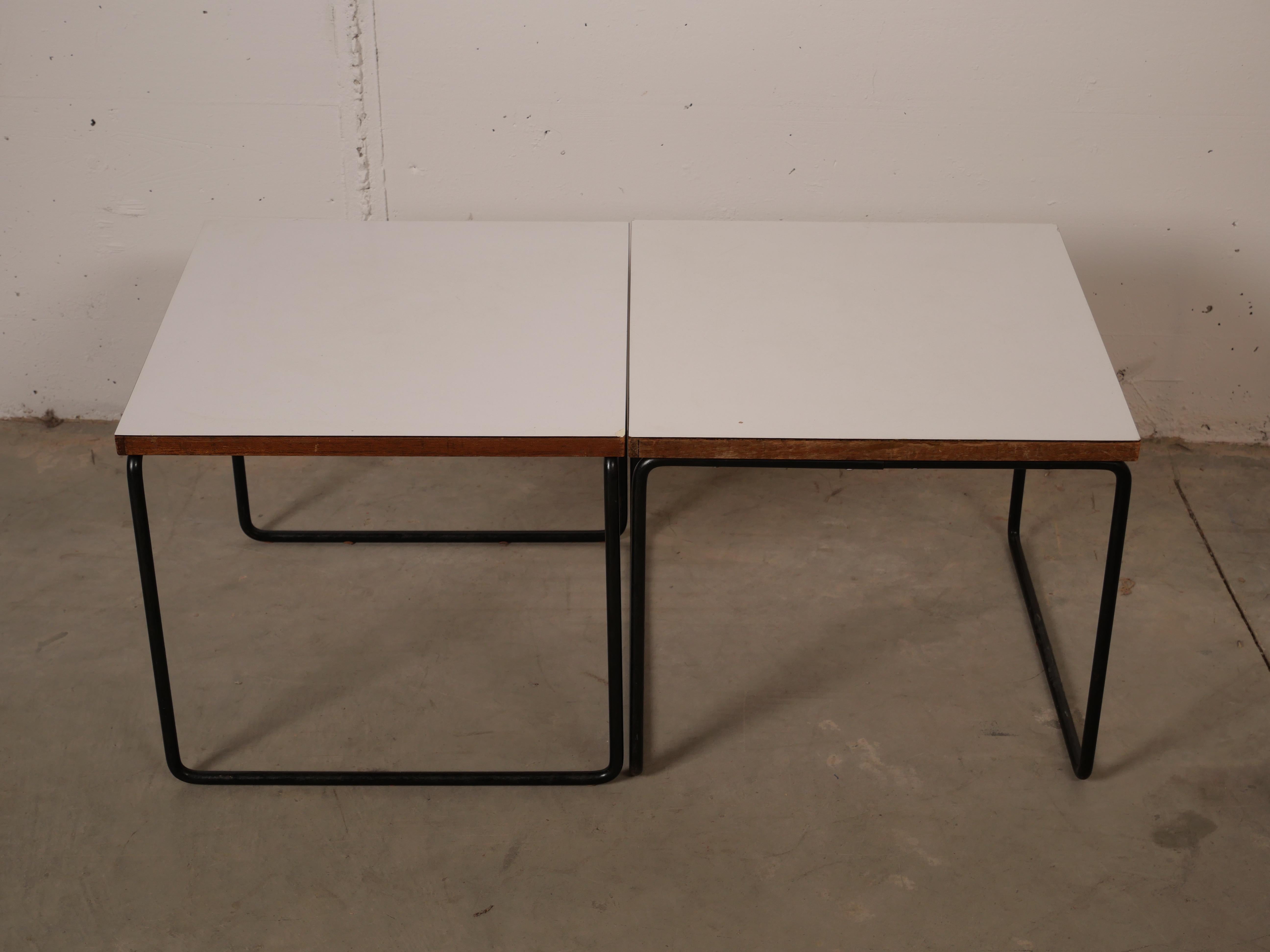 Pierre Guariche, Pair of White Flying Table for Steiner, France, 1955 For Sale 1