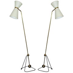 Pierre Guariche Rare Pair of Floor Lamps 1970 (Model of)
