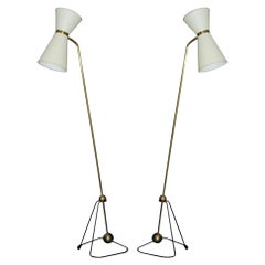 Vintage Pierre Guariche Rare Pair of Floor Lamps 1970 'Model of'