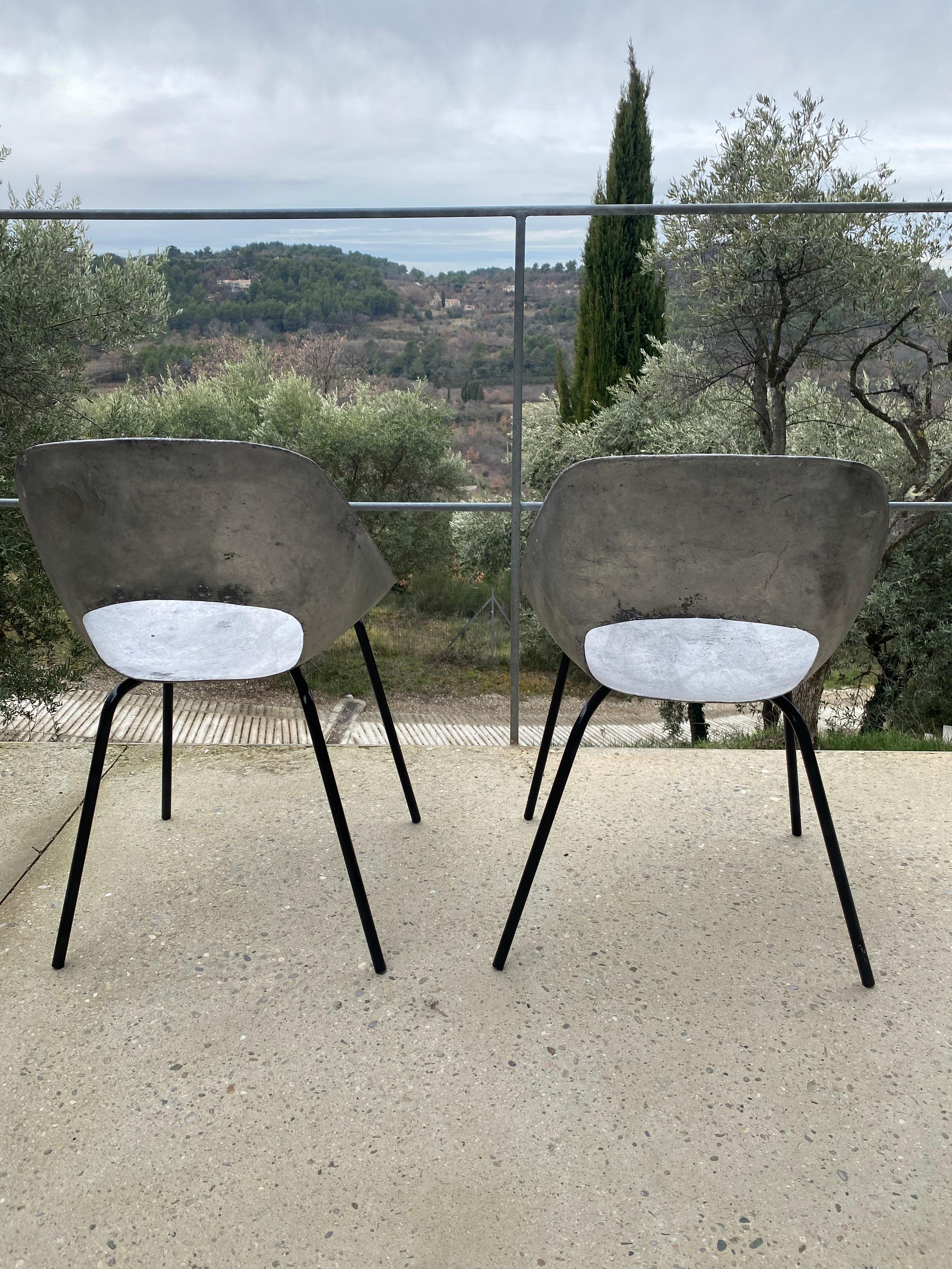 Mid-20th Century Pierre guariche  Rare pair of tulip chairs For Sale