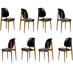 Retro Pierre Guariche Set of Eight Dinner Chairs Model Pégase, Francia, 1960s