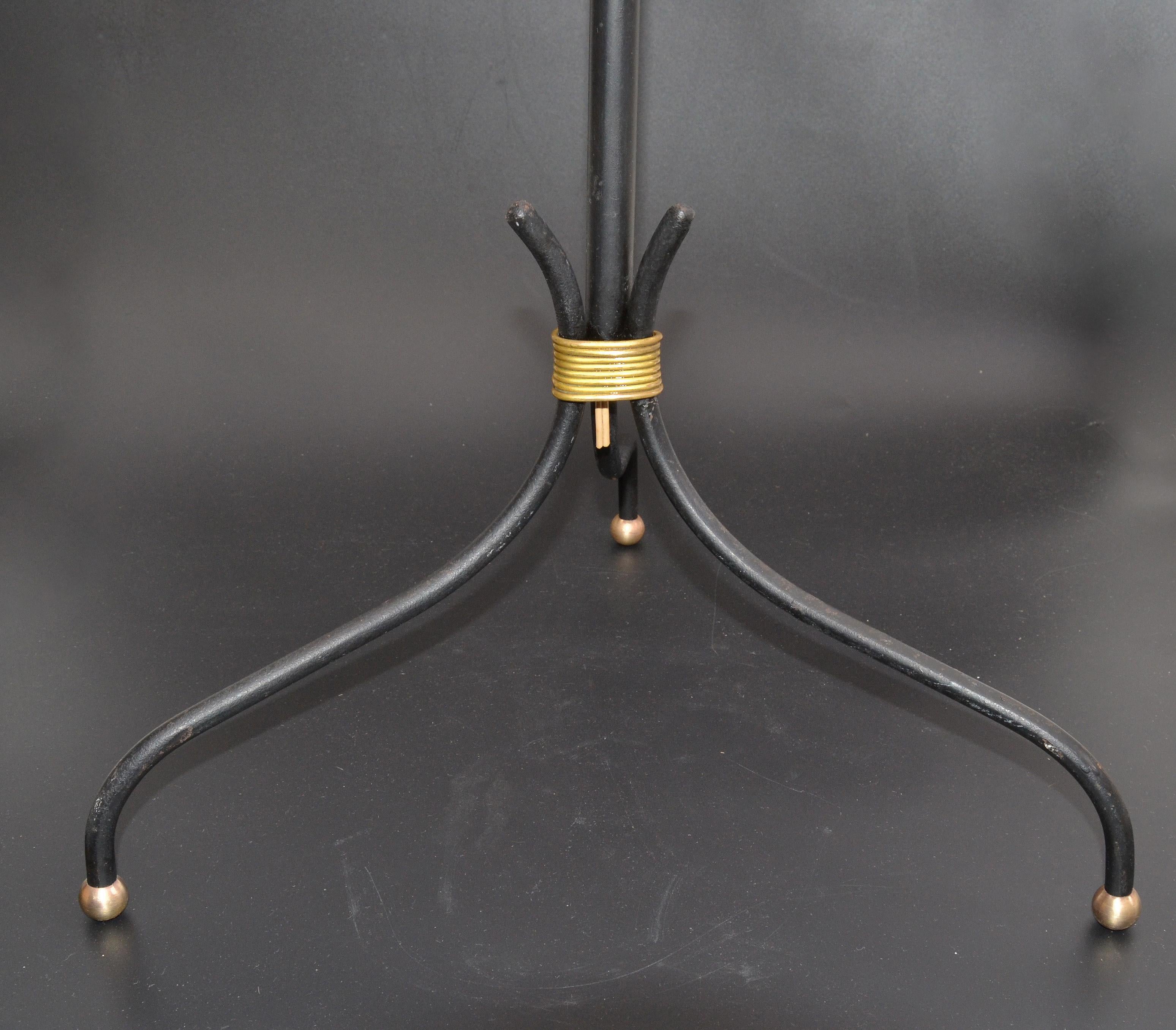 Mid-20th Century Pierre Guariche Style French Mid-Century Modern Wrought Iron & Brass Floor Lamp