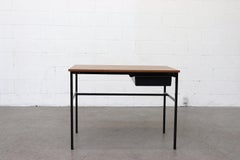 Pierre Guariche Holz-Schreibtisch-Metallrahmen mit Schublade