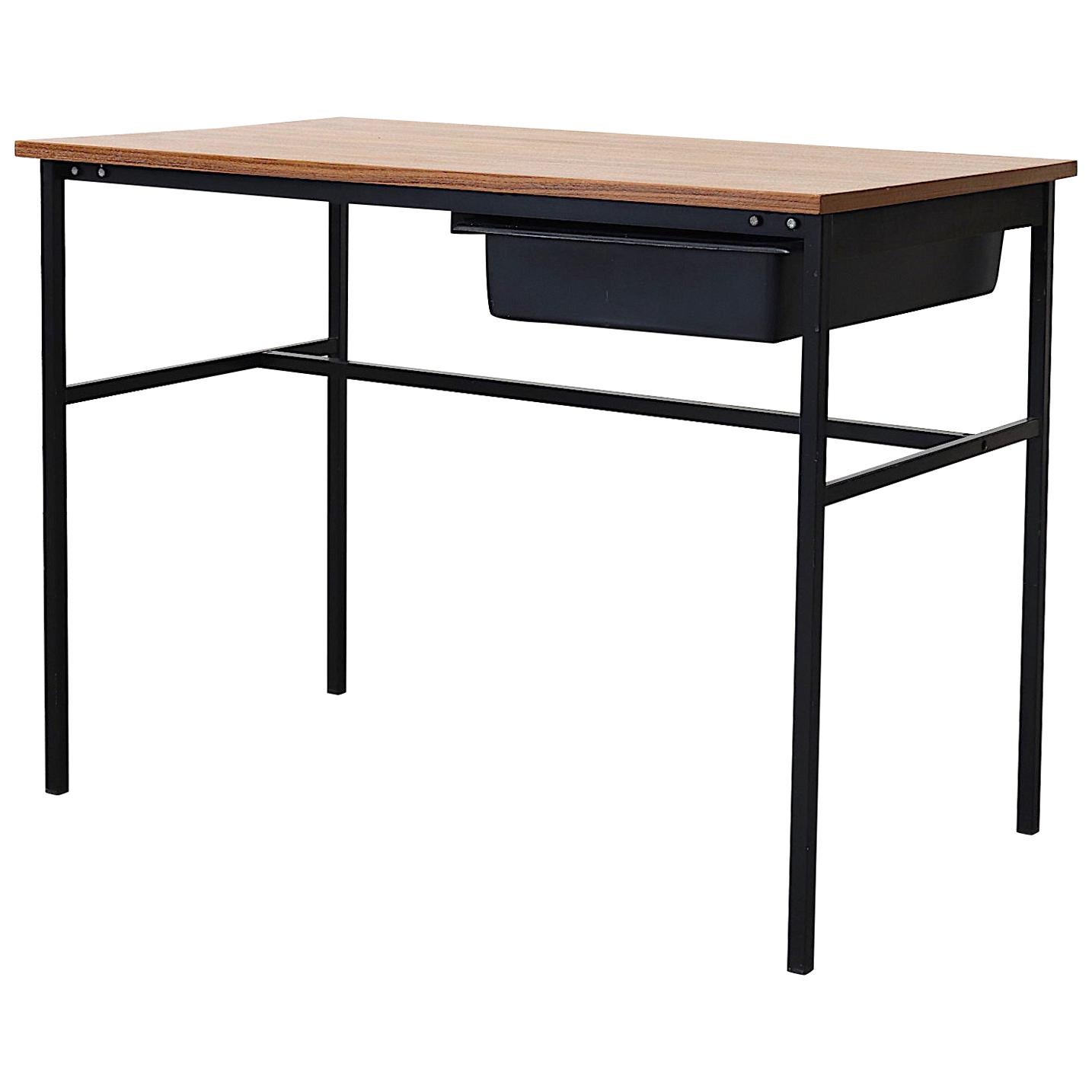 Pierre Guariche Wood Desk Metal Frame with Drawer