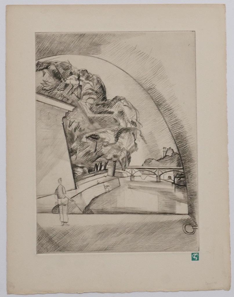 Storm est une gravure originale sur papier réalisée par Pierre Guastalla (1891-1968).

Signé avec le monogramme de l'artiste en bas à droite.

L'état de conservation est très bon.

Inclus un passepartout : 48.5 x 32,5 cm

L'œuvre représente un