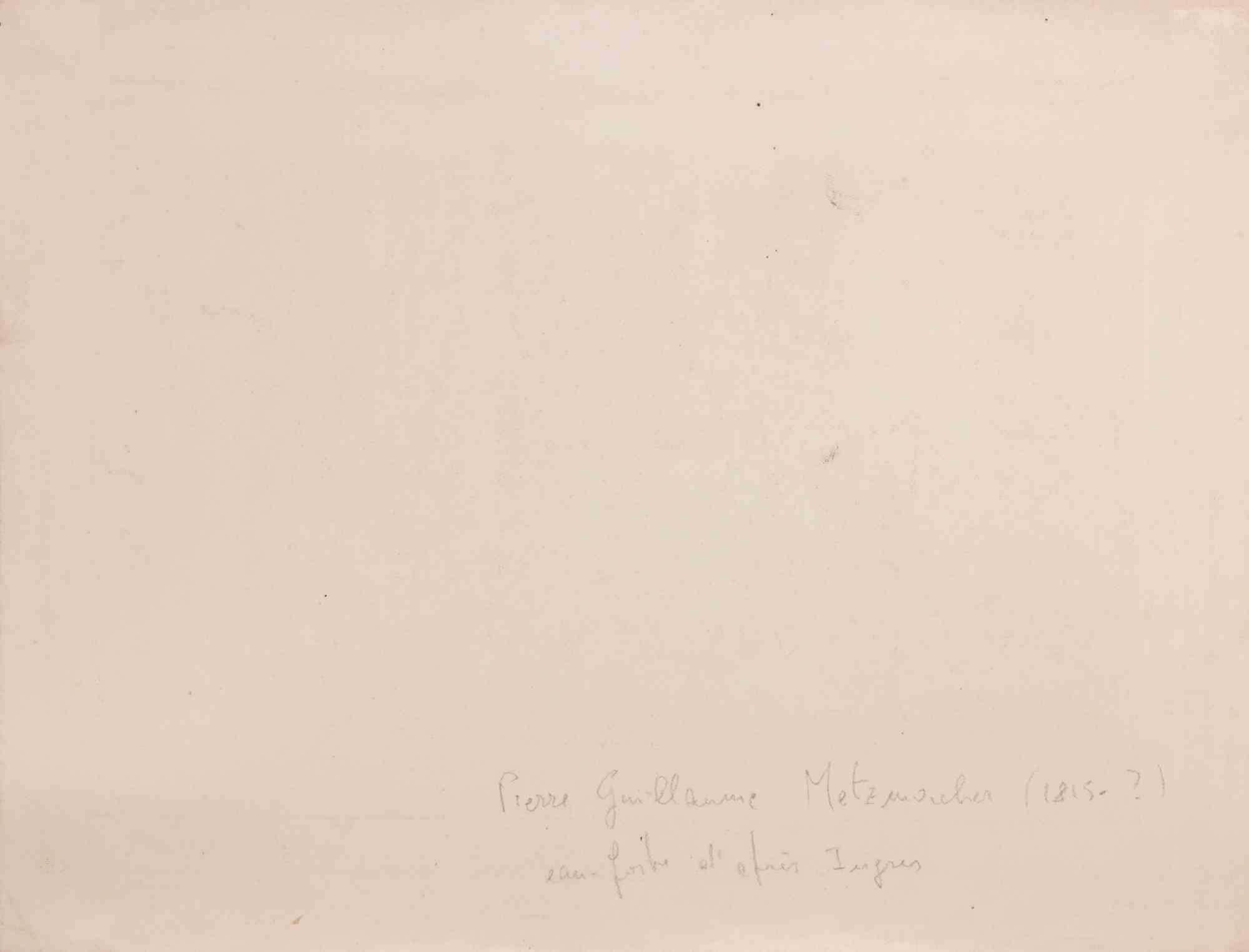 L'Odalisque - Etching by Pierre Guillaume Metzmacher - Mid-19th Century For Sale 1