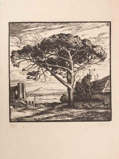 Environ de Rome - Holzschnitt von Pierre Gusman - Anfang des 20.