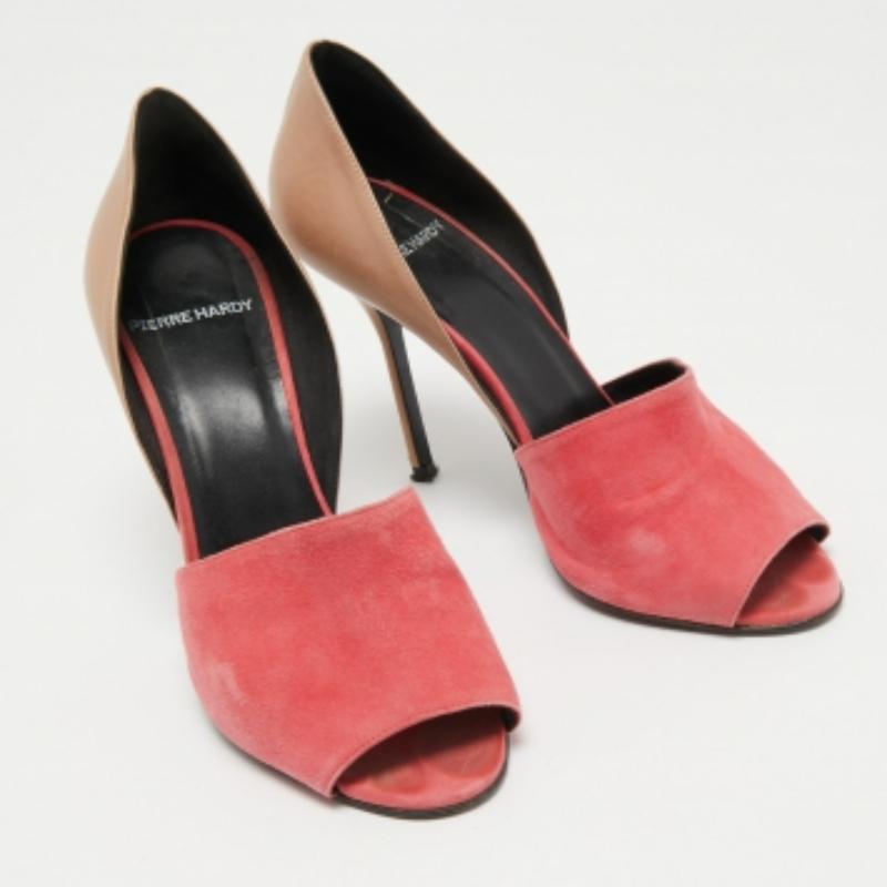 Pierre Hardy escarpins beige/rose en cuir et daim taille 37 en vente 2