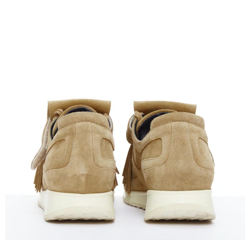 Men's PIERRE HARDY beige suede leather fringe detail loafer sneakers EU43 For Sale
