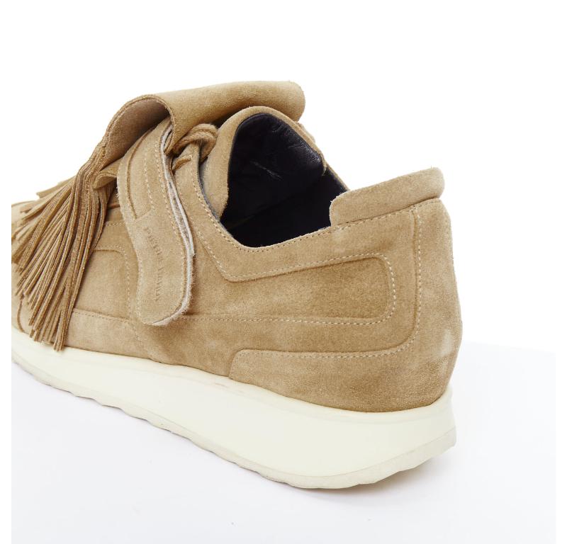 PIERRE HARDY beige suede leather fringe detail loafer sneakers EU43 For Sale 3
