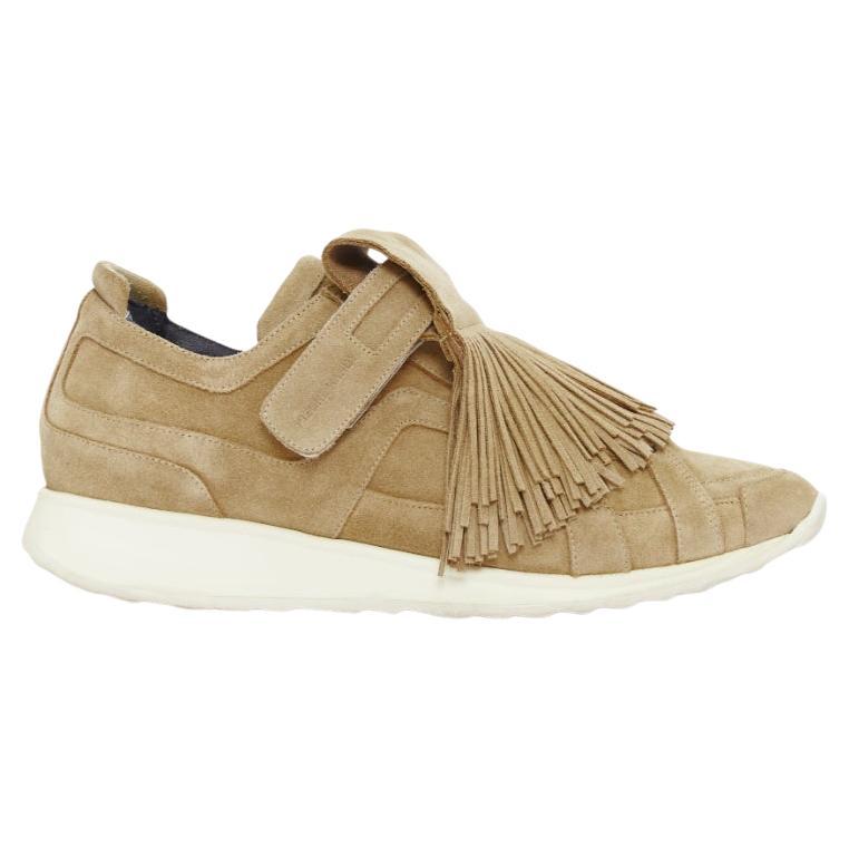 PIERRE HARDY beige suede leather fringe detail loafer sneakers EU43 For Sale