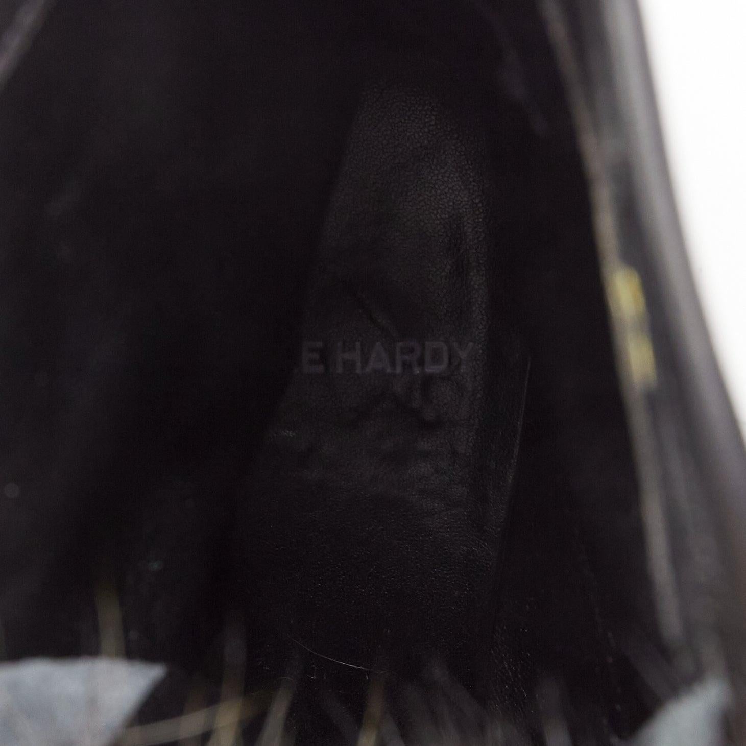 PIERRE HARDY black grained leather fur front trio buckle platform boot EU37.5 For Sale 5