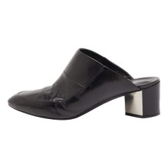 Pierre Hardy Black Leather Block Heel Slide Mules Size 38