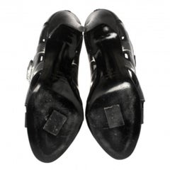 Pierre Hardy Black Lily Print Leather Booties Size 38.5