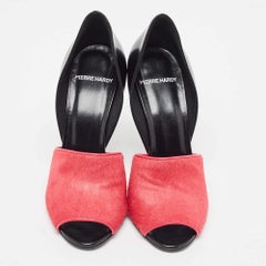 Pierre Hardy Black/Pink Calf Hair Leather and Calf Hair Open Toe Pumps Size 38