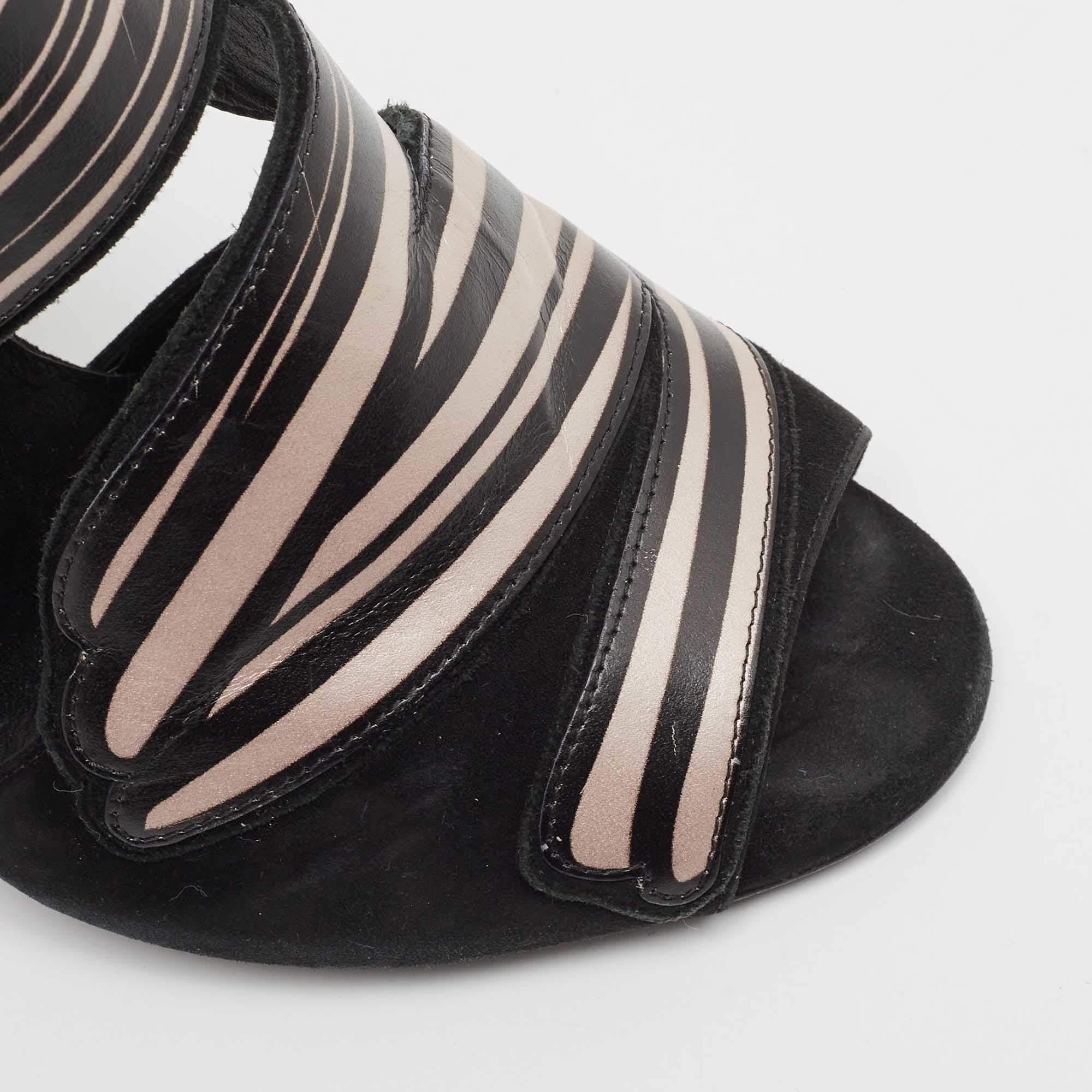 Pierre Hardy Black/Pink Leather and Suede Cut Out Sandals Size 37 For Sale 3