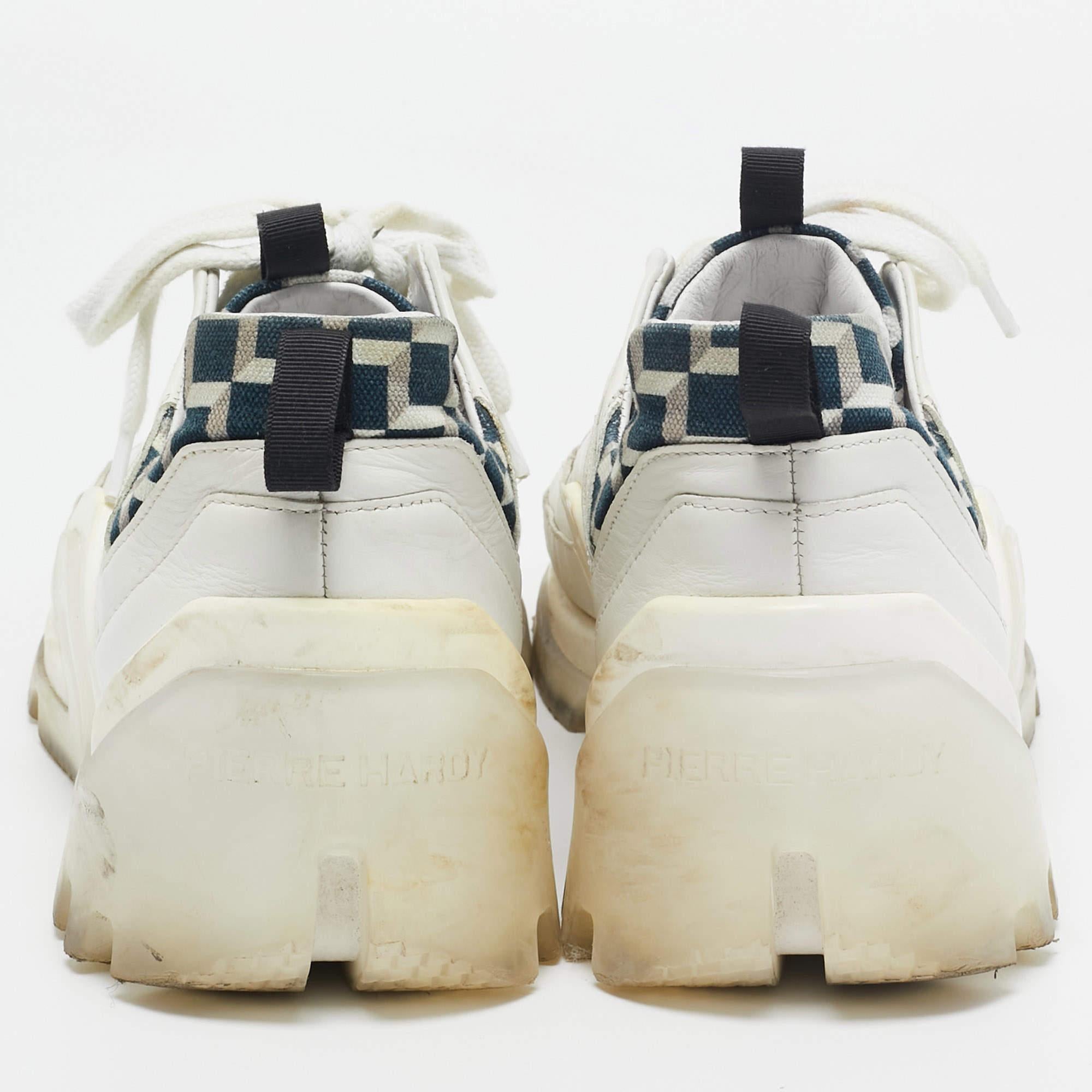 De los hombres Pierre Hardy Vibe blanco/negro de piel y lona  Zapatillas talla 43 en venta