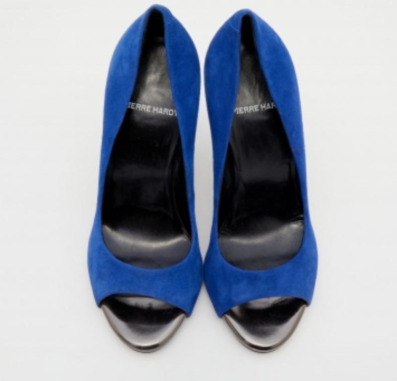 Blu Pierre Hardy, décolleté in pelle scamosciata blu con punta aperta, taglia 39 in vendita