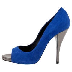 Pierre Hardy, décolleté in pelle scamosciata blu con punta aperta, taglia 39