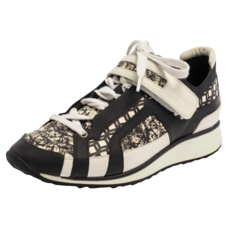 Pierre Hardy Monochrome Leather And Printed Python Low Top Sneakers Size 39 For Sale