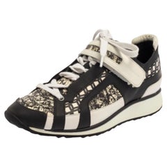Pierre Hardy Monochrome Leather And Printed Python Low Top Sneakers Size 39