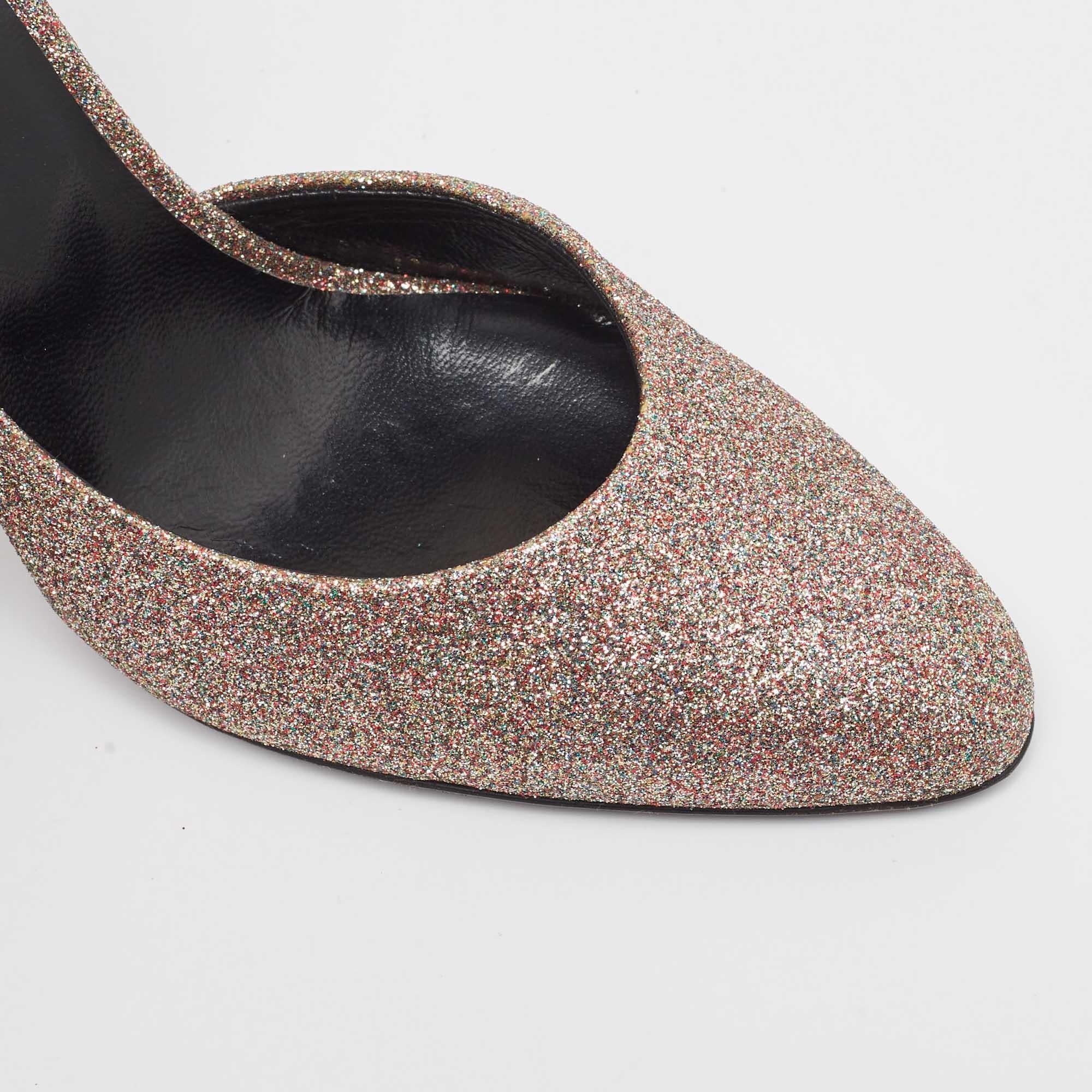 Pierre Hardy Multicolor Glitter Fabric D'orsay Pumps Size 37 For Sale 1
