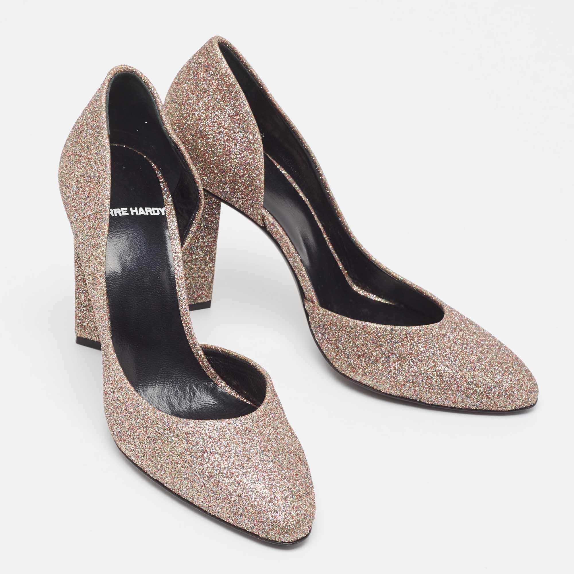 Pierre Hardy Multicolor Glitter Fabric D'orsay Pumps Size 37 For Sale 3