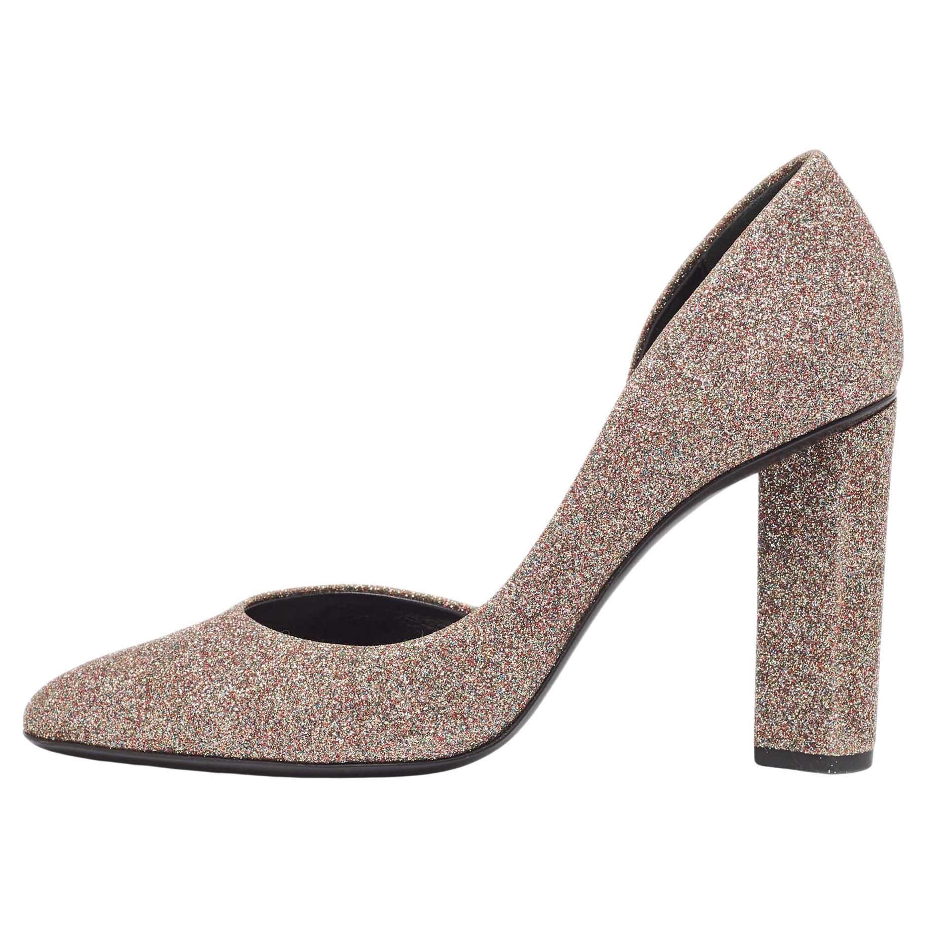 Pierre Hardy Multicolor Glitter Fabric D'orsay Pumps Size 37 For Sale