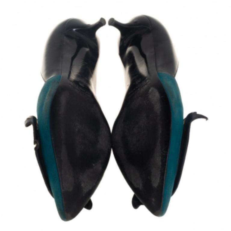 Black Pierre Hardy Multicolor Leather and Suede Oh Roy Eye Kitten Heel Pumps Size 38 For Sale