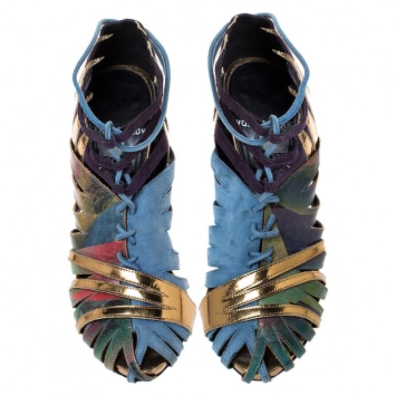 Noir Pierre Hardy - Bottines en daim et cuir imprimé multicolores Taille 37 en vente