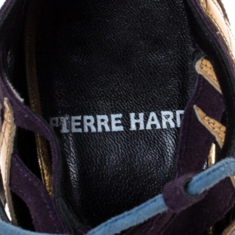 Pierre Hardy - Bottines en daim et cuir imprimé multicolores Taille 37 en vente 2