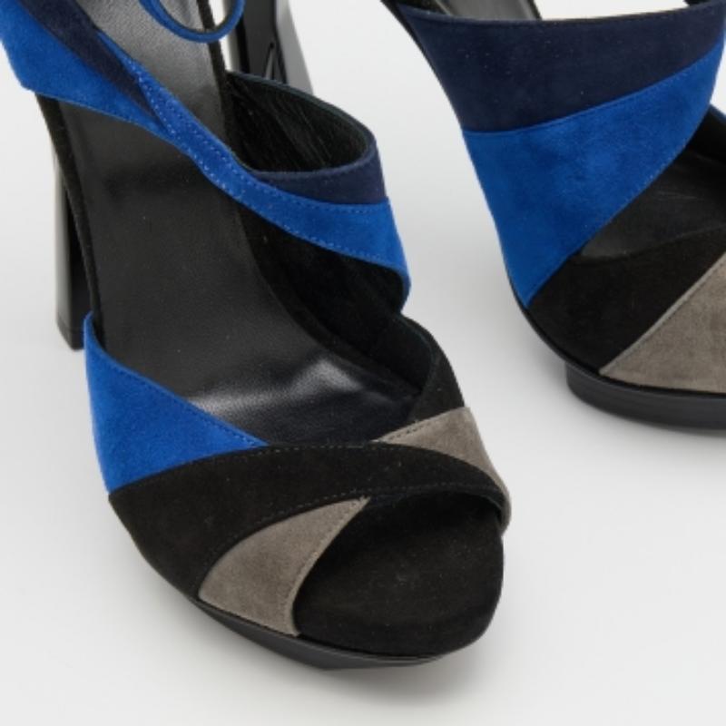 Pierre Hardy Sandales à lanières à la cheville en daim multicolore taille 36 en vente 1