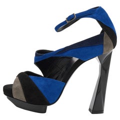Pierre Hardy Mehrfarbige Sandalen aus Wildleder mit Knöchelriemen Größe 36