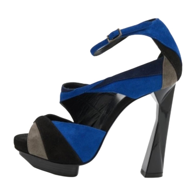 Pierre Hardy Multicolor Suede Ankle Strap Sandals Size 36