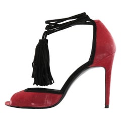Pierre Hardy Pink Velvet and Suede Peep-toe Ankle Wrap Pumps Size 39