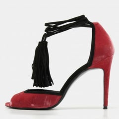 Pierre Hardy Rosa Samt und Wildleder Peep- Toe Knöchel Wickel Pumps Größe 39