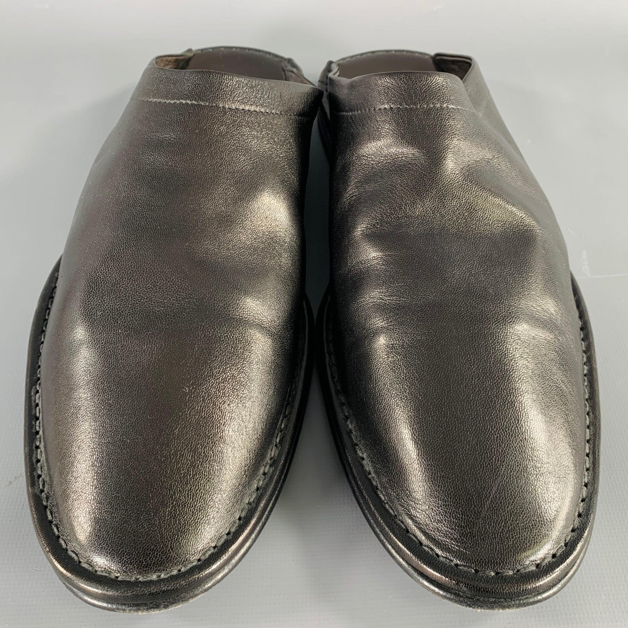 Men's PIERRE HARDY Size 12 Black Leather Slip On Loafers For Sale