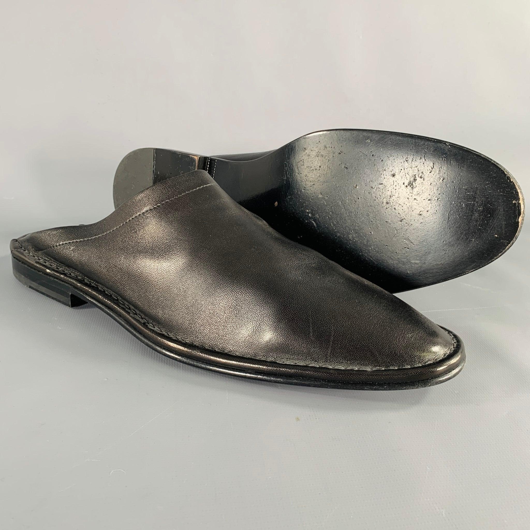 PIERRE HARDY Size 12 Black Leather Slip On Loafers For Sale 1