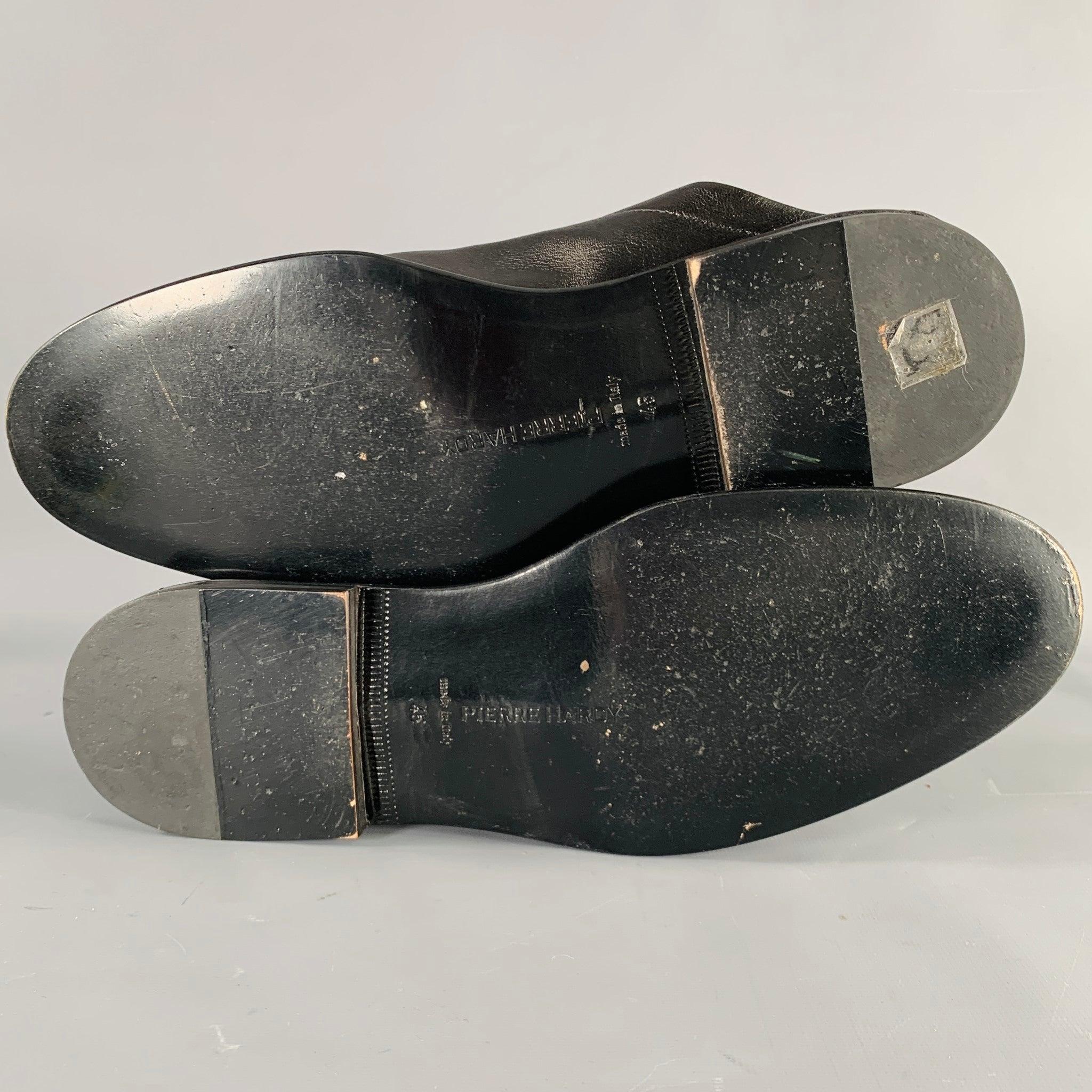 PIERRE HARDY Size 12 Black Leather Slip On Loafers For Sale 2