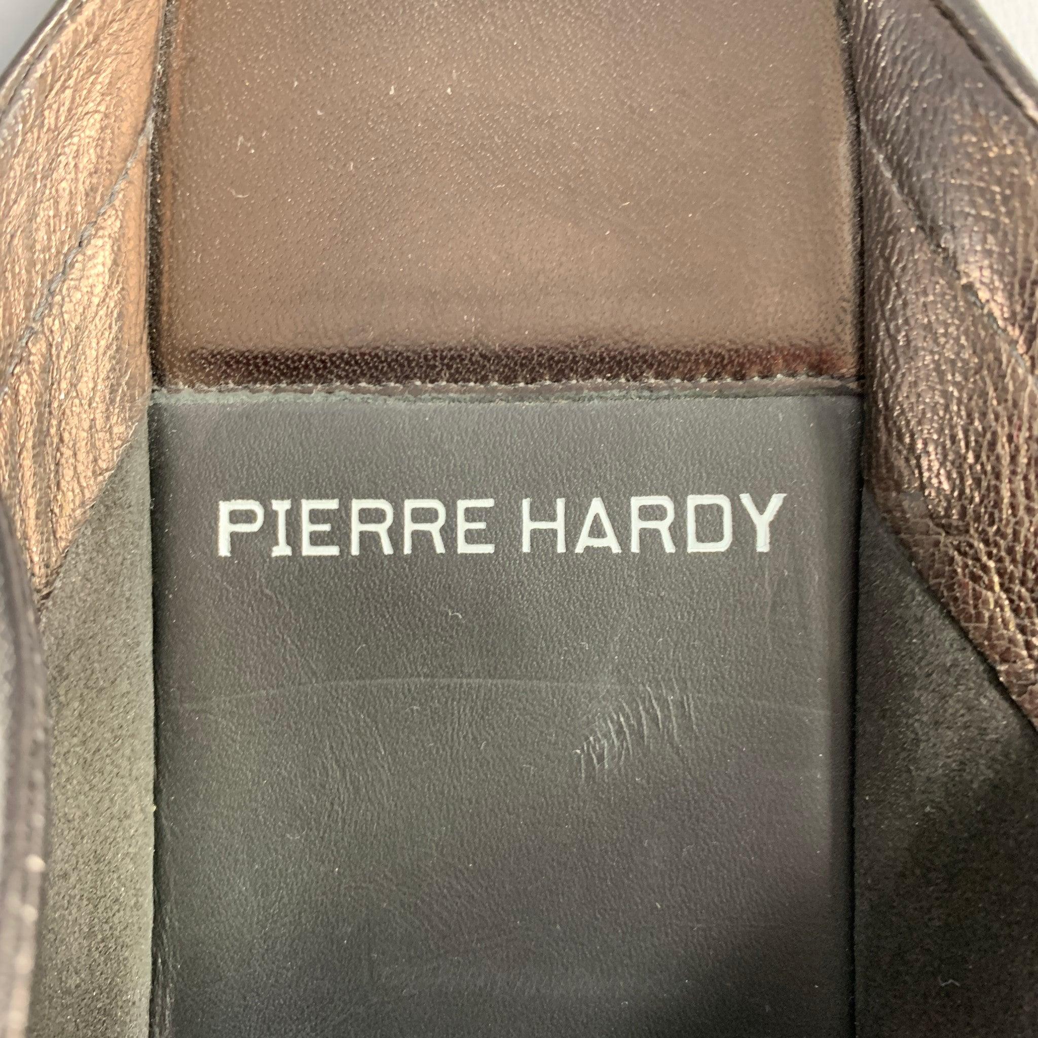 PIERRE HARDY Size 12 Black Leather Slip On Loafers For Sale 3